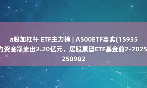 a股加杠杆 ETF主力榜 | A500ETF嘉实(159351)主力资金净流出2.20亿元,居股票型ETF基金前2-20250902